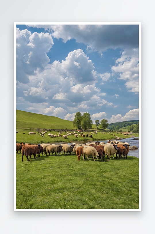 海拉尔莫日格勒河边牛羊马群图片