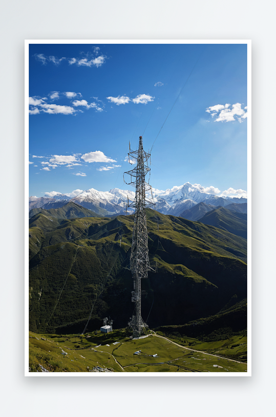 高原高海拔电力设施能源设施电塔图片