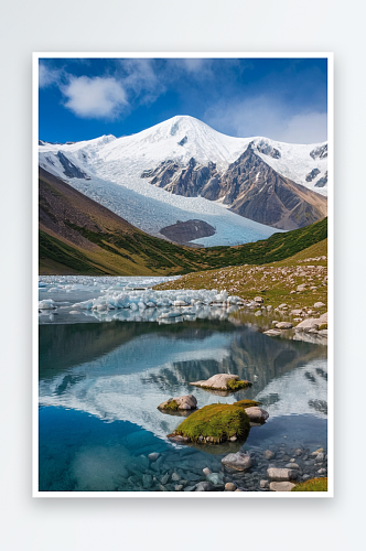 达古冰川景区雪山湖泊图片