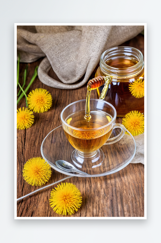 茶与蜂蜜蒲公英图片