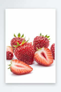 草莓新鲜成熟浆果孤立白色背景图片