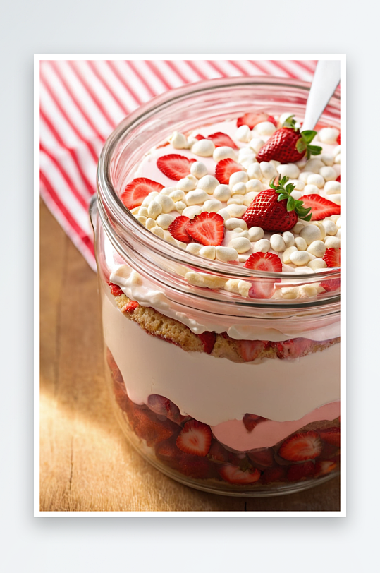 玻璃罐里甜品草莓蛋糕图片