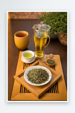 一杯清茶绿茶茶茶叶图片