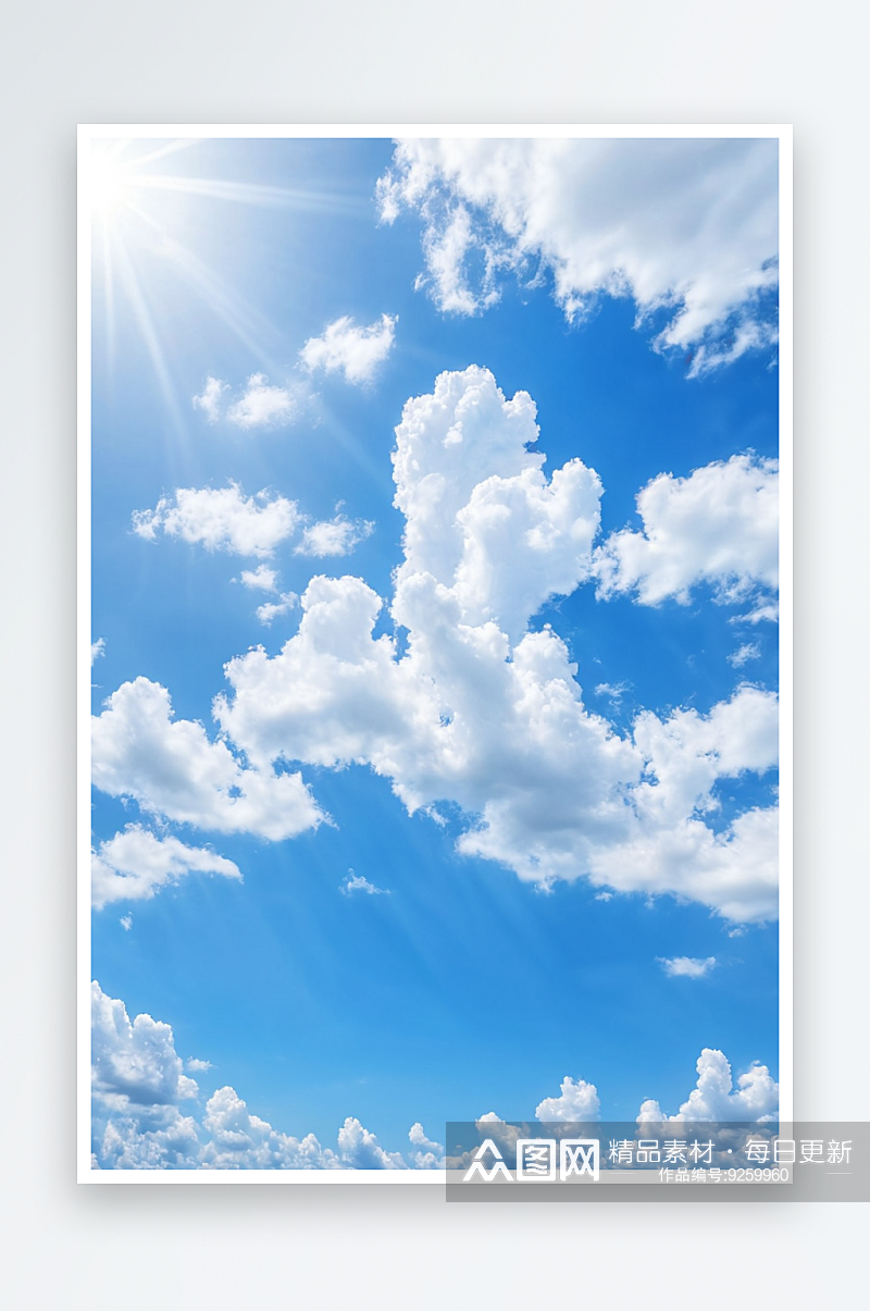 夏天蔚蓝天空白色柔软云背景图片素材