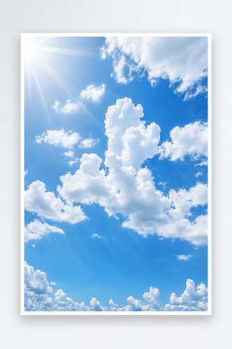 夏天蔚蓝天空白色柔软云背景图片