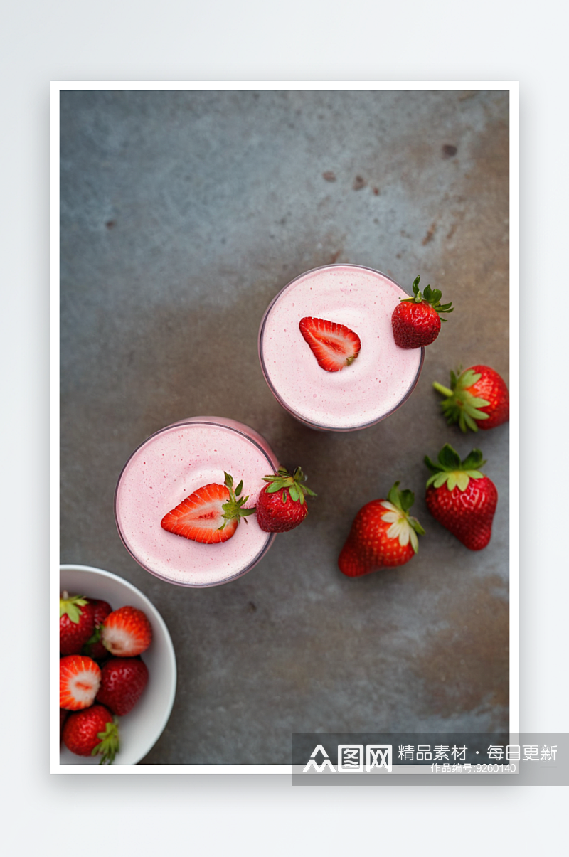 两杯草莓奶昔图片素材