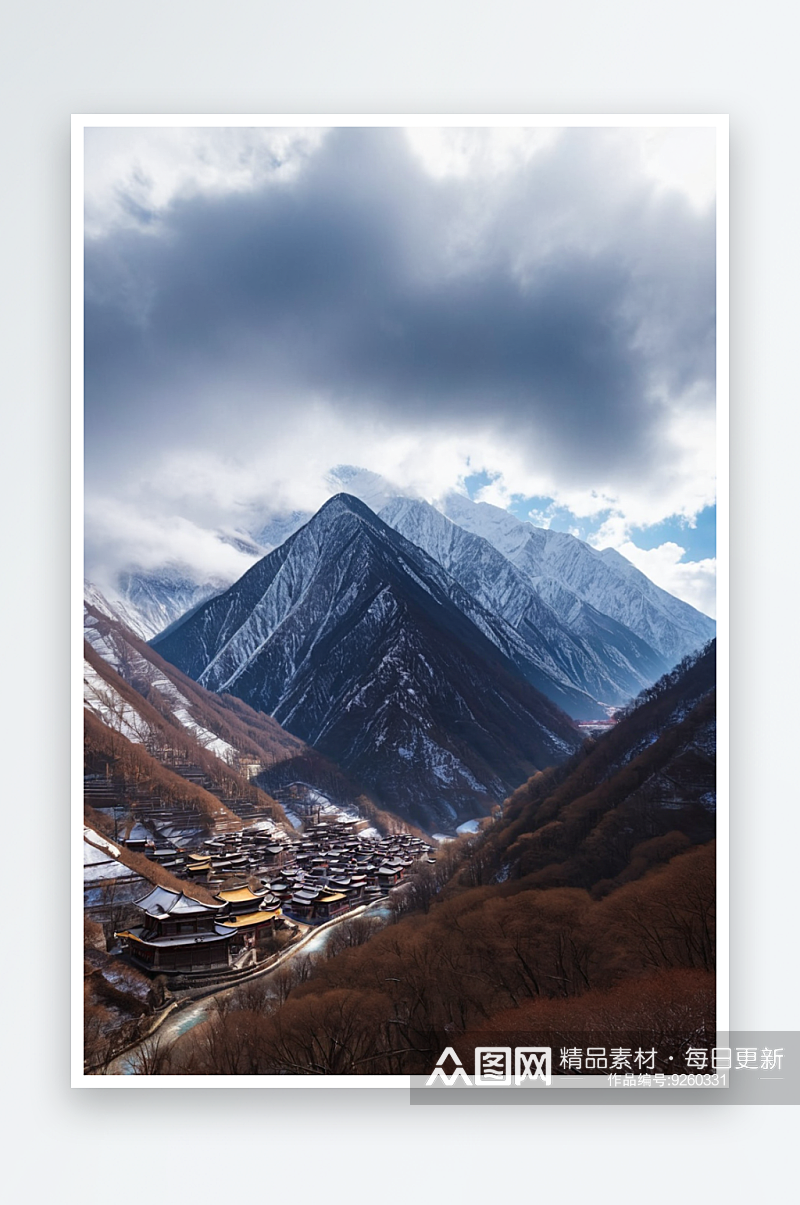 川西蜀山川藏风光道路山水垭口雪山藏寨图片素材