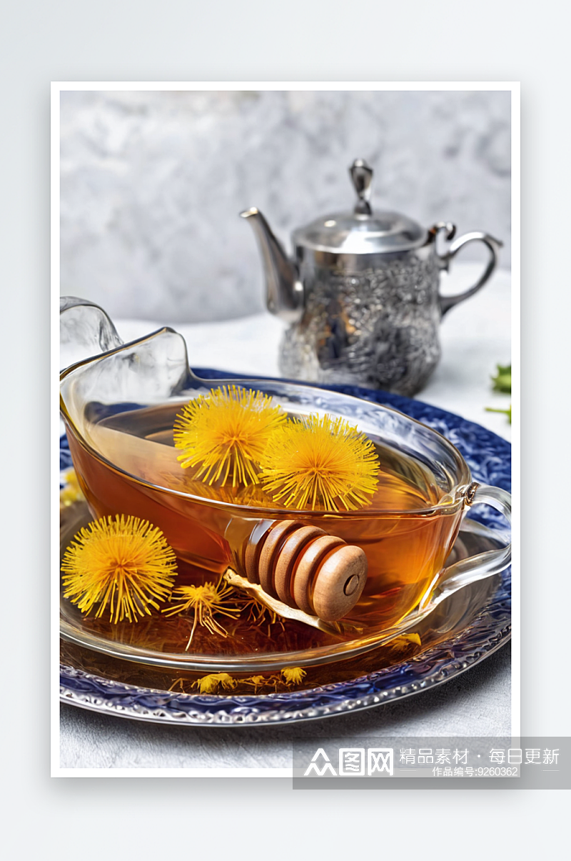 茶与蜂蜜蒲公英图片素材