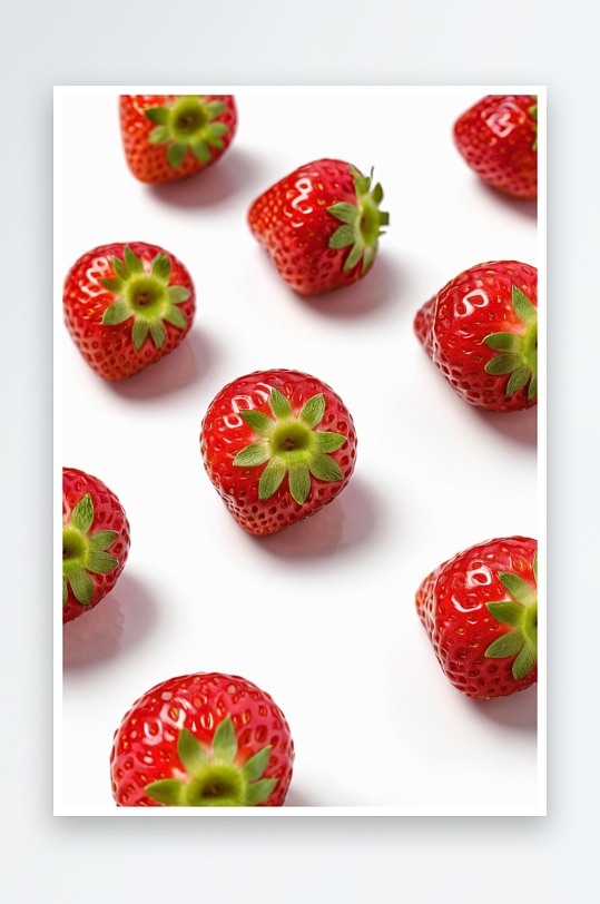 白色背景上有着成熟草莓酱果健康生活素材图
