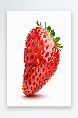 白色背景上分离一半草莓图片