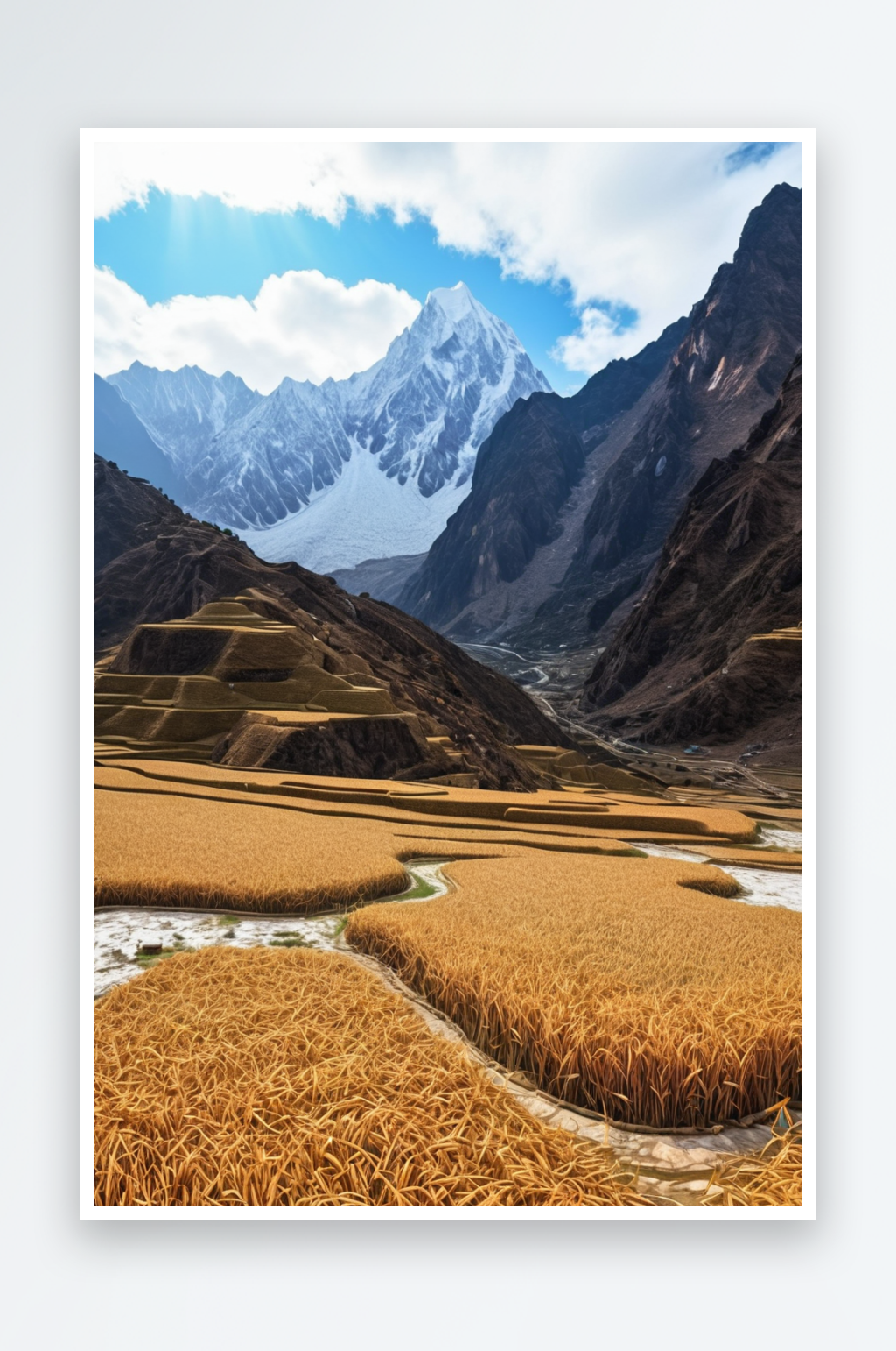 稻城亚丁雪山草地图片素材