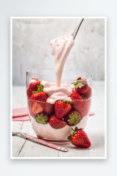 草莓酸奶新鲜草莓图片
