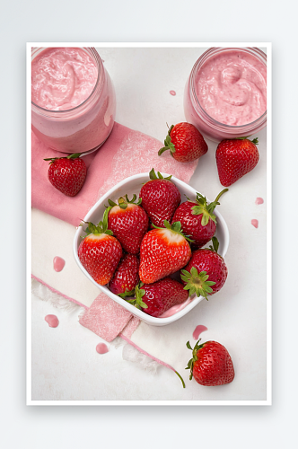 草莓酸奶新鲜草莓图片