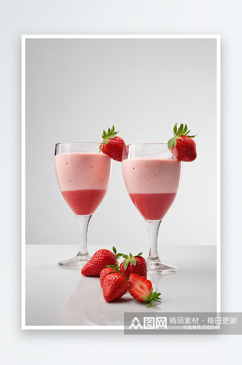 草莓草莓奶昔草莓甜点浅灰色背景放置你文本素材