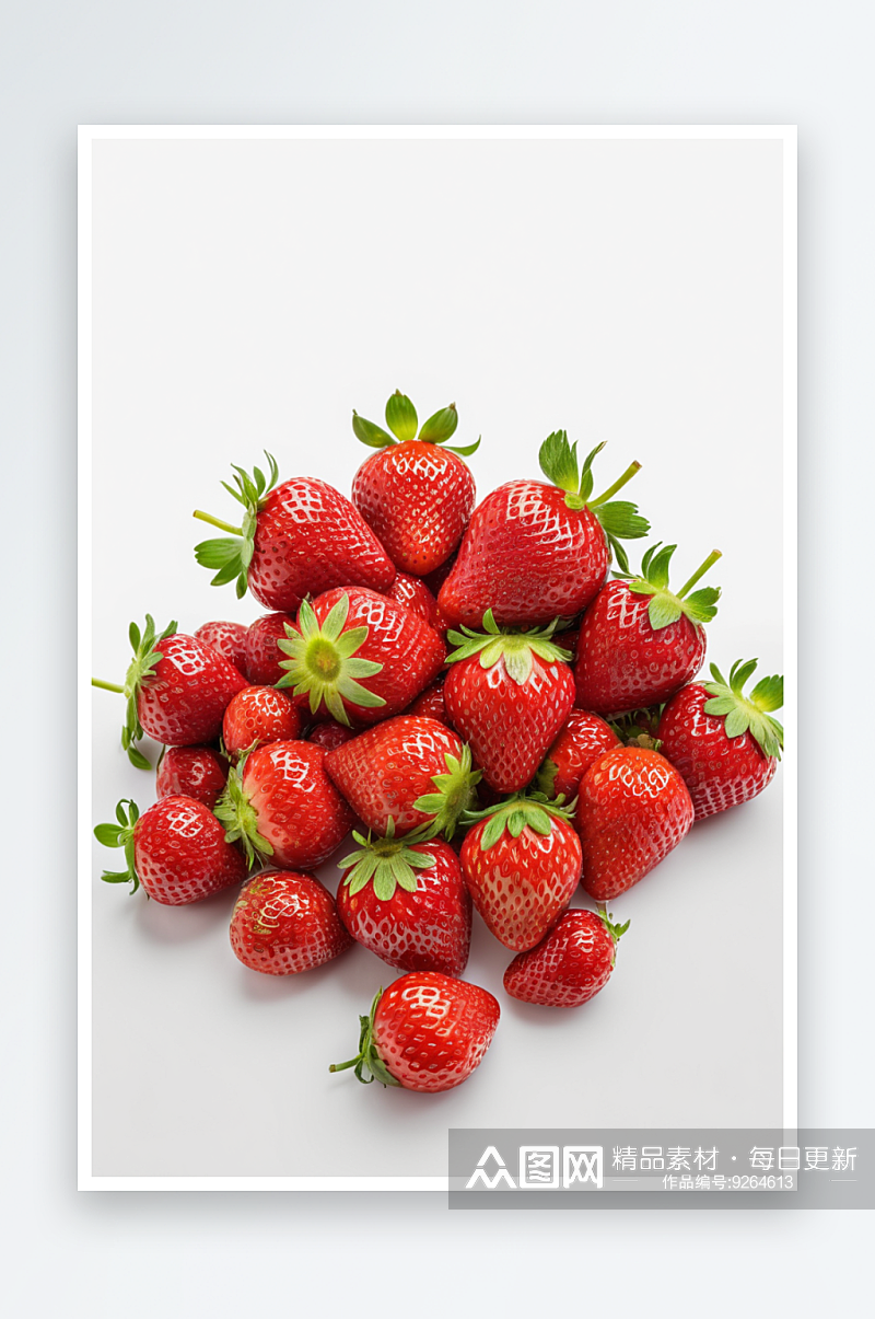 白色背景上鲜红草莓图片素材