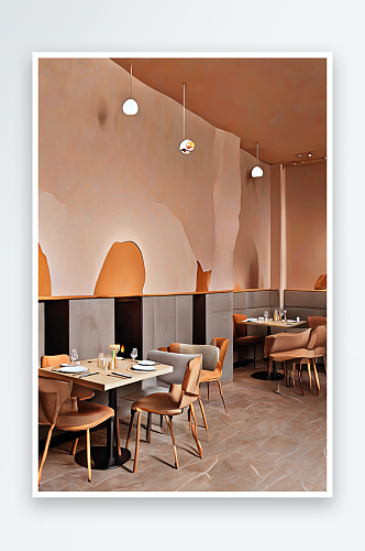 暖色风格室内空间客餐厅摄影图片