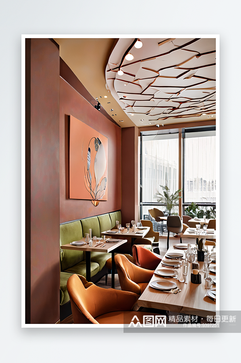 暖色风格室内空间客餐厅素材