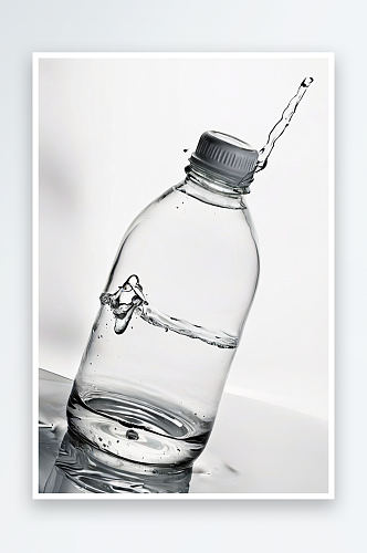 一个透明塑料瓶装一个白色背景水杯里图片