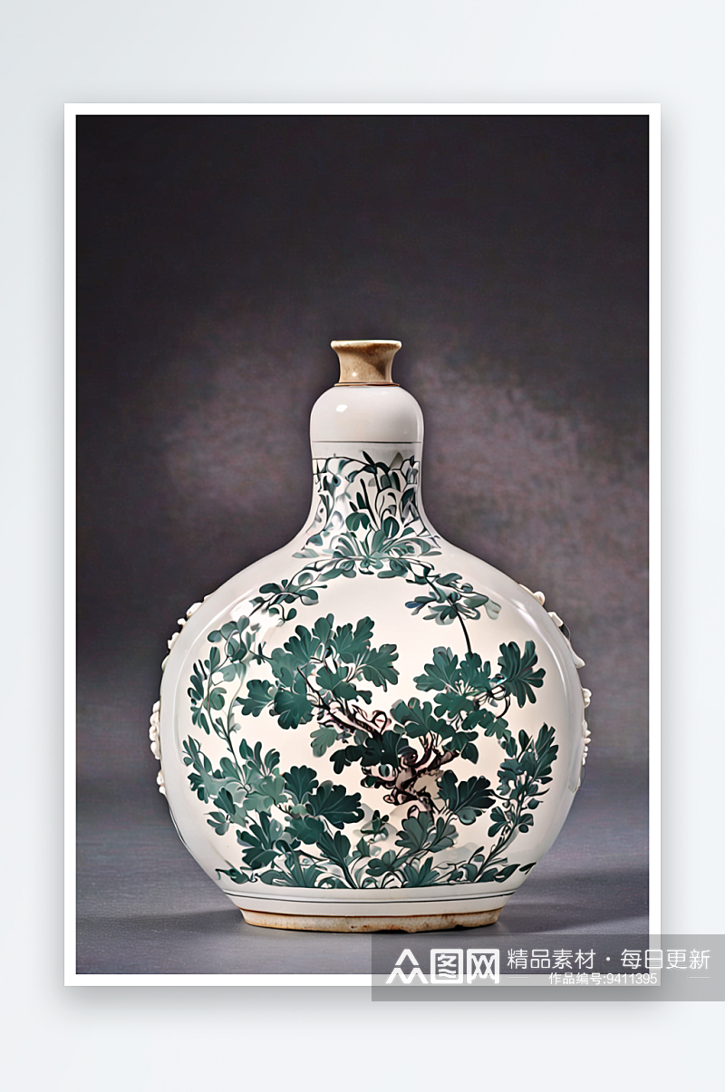 徐州博物馆明代白釉印花环耳瓶图片素材