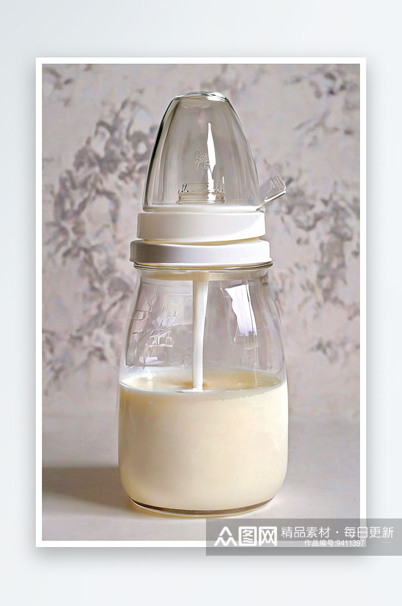 新鲜母乳母乳泵牛奶容器中图片素材