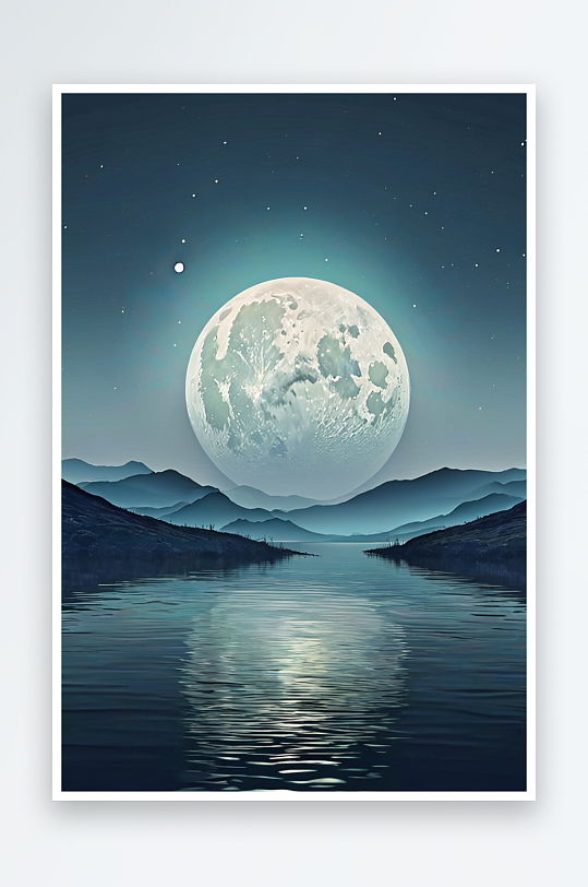 数码月亮河抽象图形海报背景图片