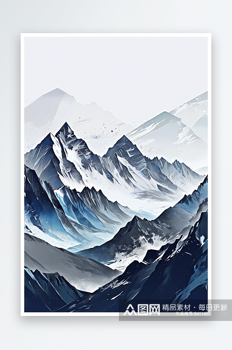 数码深灰蓝色雪山抽象图形海报背景图片素材