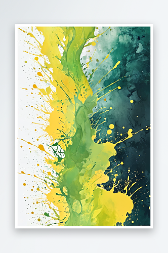 数码黄绿色水泼墨图案纹理抽象图形海报背景