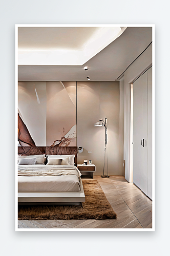 现代简约风格卧室温馨大床房图片