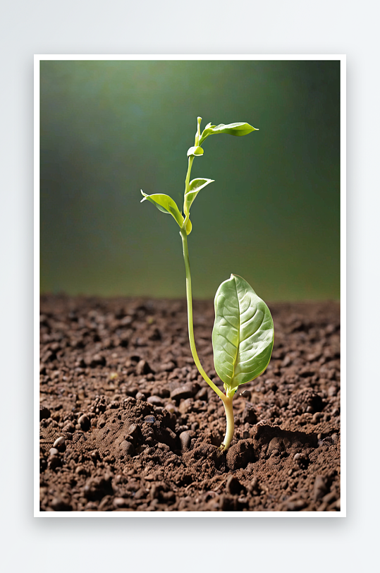 土壤里嫩芽一粒黄豆种子图片