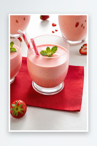 一杯加奇亚草莓奶昔