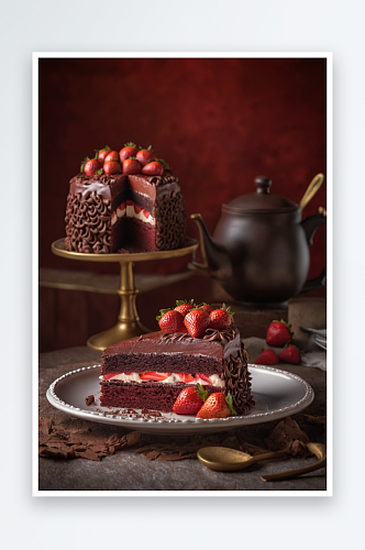 巧克力草莓蛋糕图