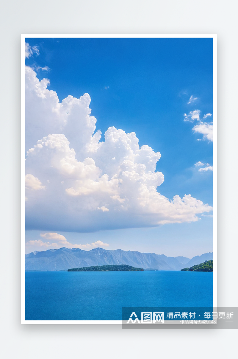 湖蓝天白云天空背景素材