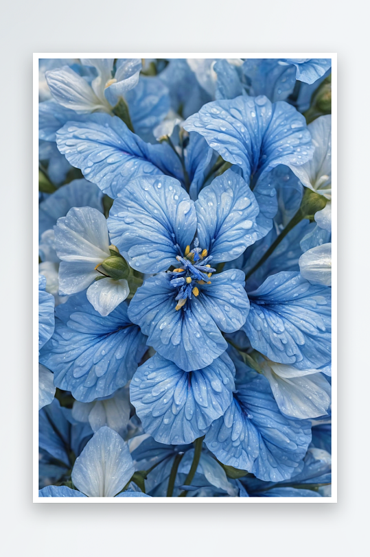 由蓝色小花形成抽象图案