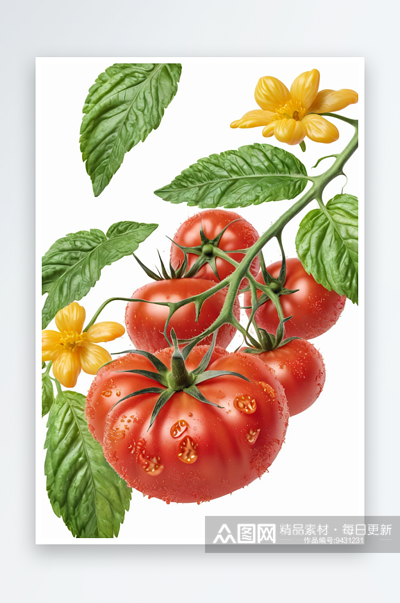 一串成熟西红柿插画设计素材