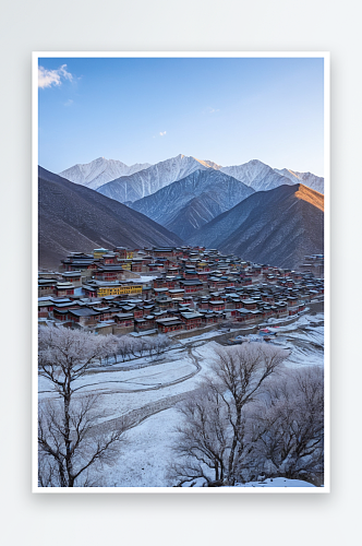 西部山乡子梅垭口冬季雪景