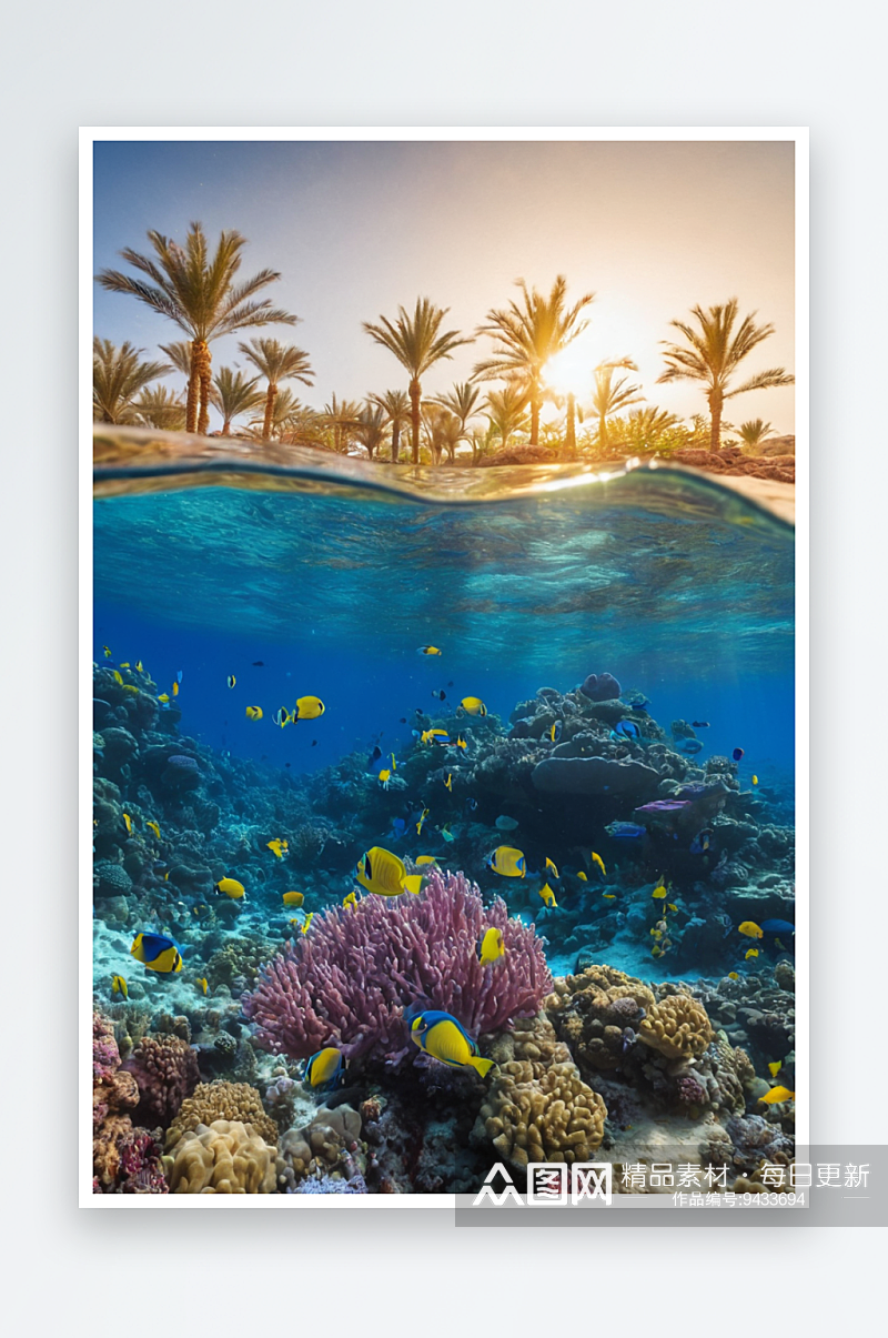 水下热带鱼场景埃及红海浮潜素材