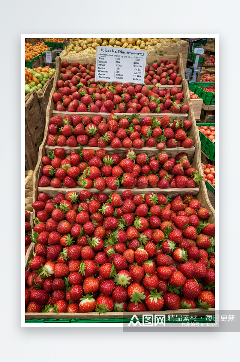 蔬菜水果商货架上一捆捆草莓素材