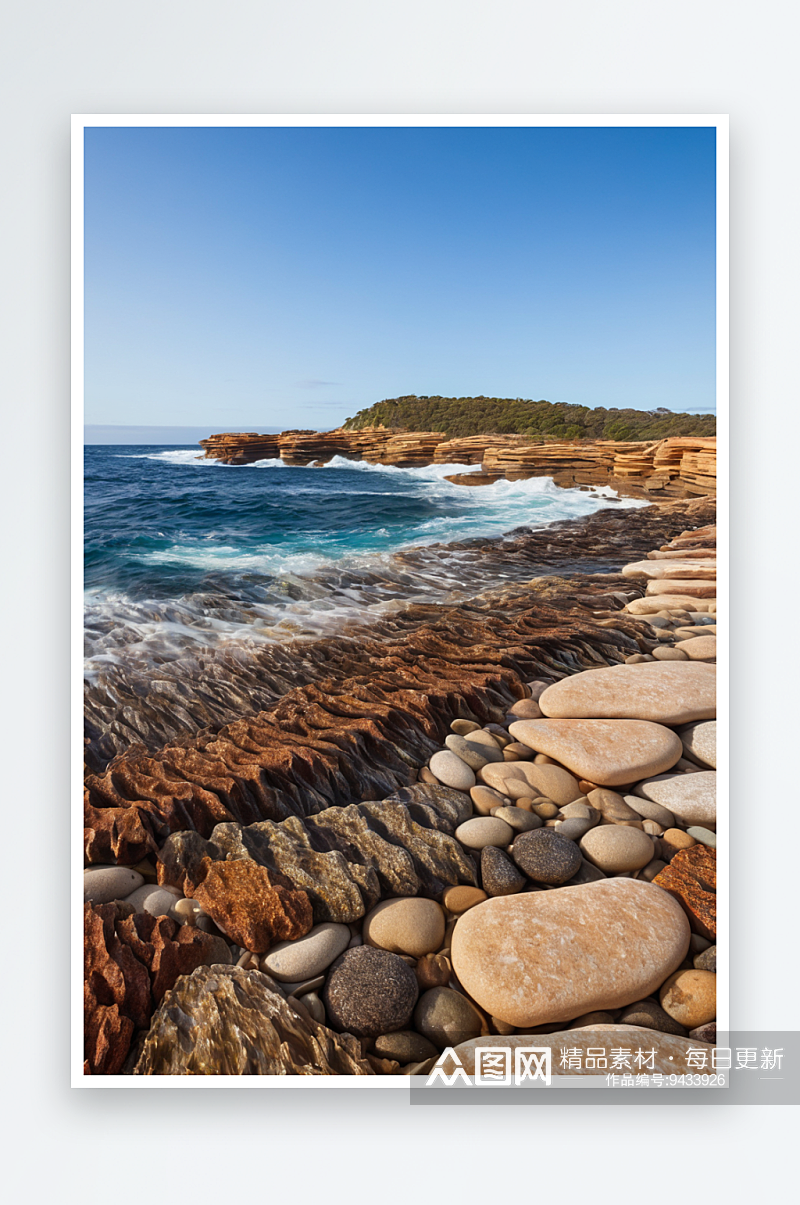 石澳海边礁石浪花地平线美丽石头素材
