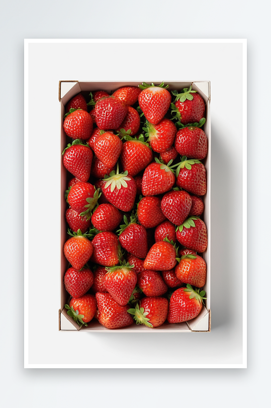 上面直接拍摄草莓盒子上白色背景