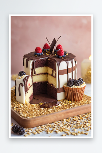 巧克力香草迷你蛋糕马赛克蛋糕装饰精美蛋糕