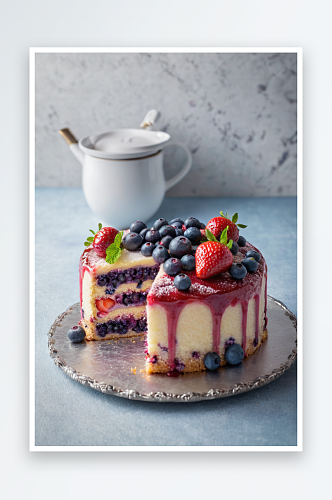 葡萄蓝莓蛋糕半弗雷多草莓蛋糕