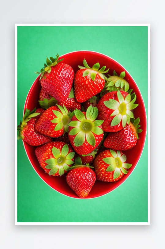 绿色背景碗草莓高角度视图巴西