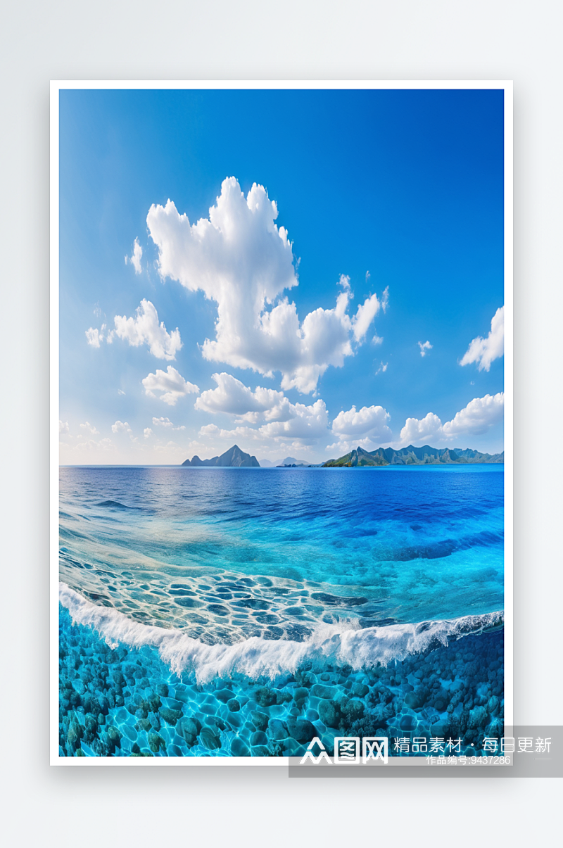 卡波达罗卡充满活力蓝色海洋缝合全景素材