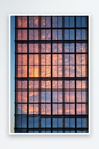 建筑背景与夕阳颜色反射玻璃钢