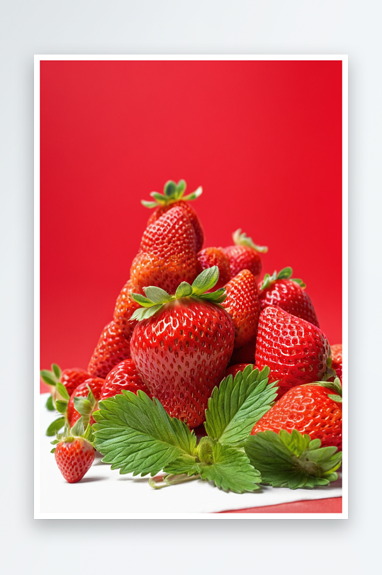 红色背景采摘种植草莓农民