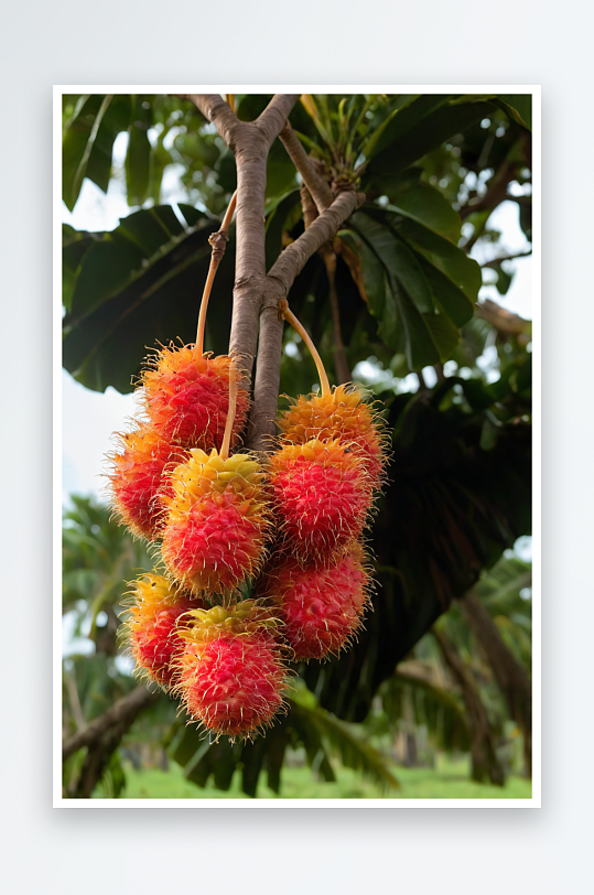 红毛丹树上红毛丹是一种热带水果味道甜
