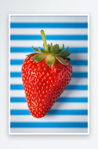 红草莓蓝色白色条纹背景