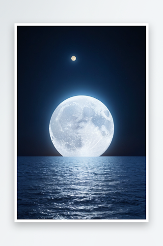 海上生明月中秋节一轮巨大满月挂夜空