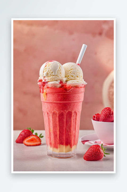 草莓芝士冰激凌奶茶