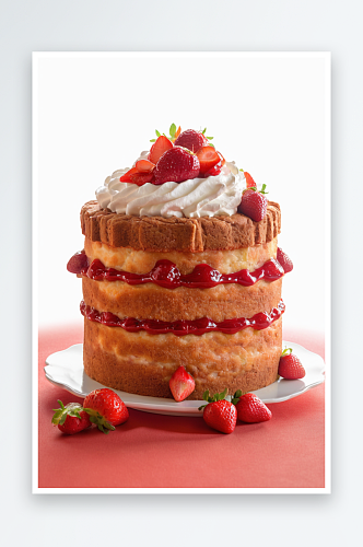 草莓蛋糕鲜奶油草莓果酱